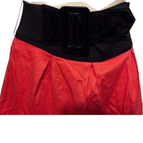 Maurices Size Large Knee Length Belted Skirt Red Black White Striped - Picture 5 of 8